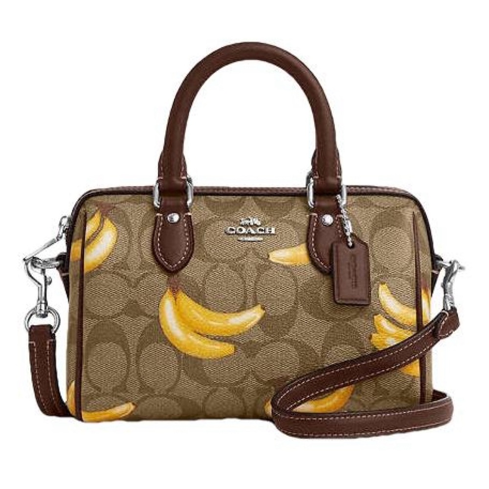 Coach CR246 Mini Rowan Crossbody In Signature Canvas With Banana Print IN Khaki